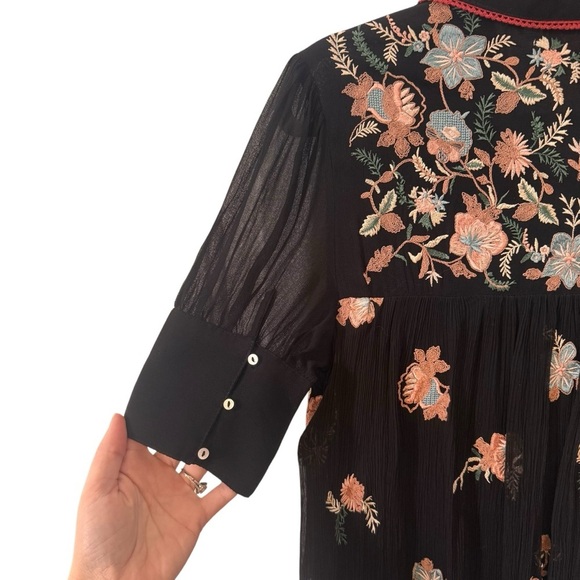 Anthropologie Let Me Be Vivian Floral Dress Boho Embroidered Floral Size Small - Picture 14 of 16